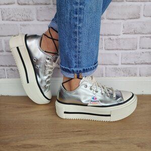 ⭐Converse Chuck Taylor Lift Double Stack 8.5 Women Shoes Sneaker Silver A16406C